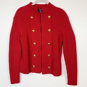 CHAPS EQUESTRIAN STYLE RED SWEATER /CARDIGAN SZ PL